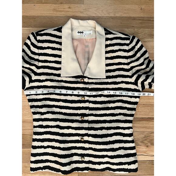 KTF by Kristinn Steinarr Womens Vintage 100% Silk Striped Work Skirt Suit Sz 10 - Picture 10 of 16